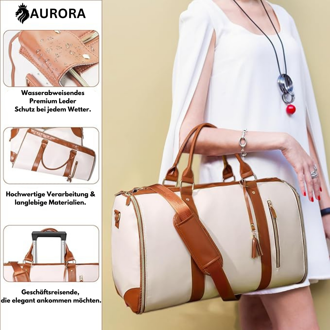 Aurora™ - 2 in 1 Premium Duffeltasche/Reisetasche aus Leder